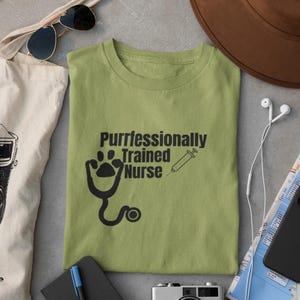 Purrfessionally Trained Nurse Shirt Funny Nurse Lover Tee Cute RN Pet Graphic TShirt Nurse Appreciation Gift for Women Nursing Student