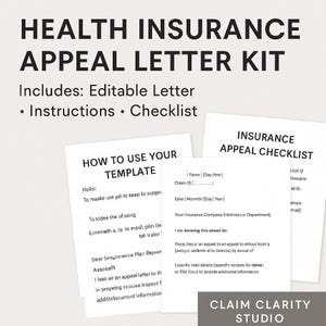 Editable Health Insurance Appeal Letter Template | Denied Claim Support | Word & PDF