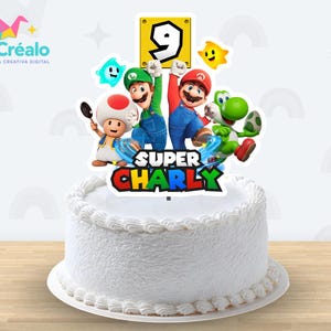 Super Mario Galaxy taarttopper, Super Mario Galaxy taartdecoratie, printbare gepersonaliseerde taarttopper, Super Mario Galaxy PNG/PDF afbeelding 1