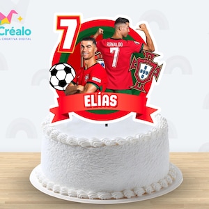 Ronaldo SIUUU taarttopper, bewerkbare PNG van Cristiano Ronaldo uit Portugal, gepersonaliseerde printbare voetbaltopper van Ronaldo CR7 uit Portugal