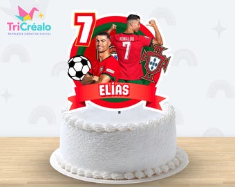 Ronaldo SIUUU taarttopper, bewerkbare PNG van Cristiano Ronaldo uit Portugal, gepersonaliseerde printbare voetbaltopper van Ronaldo CR7 uit Portugal