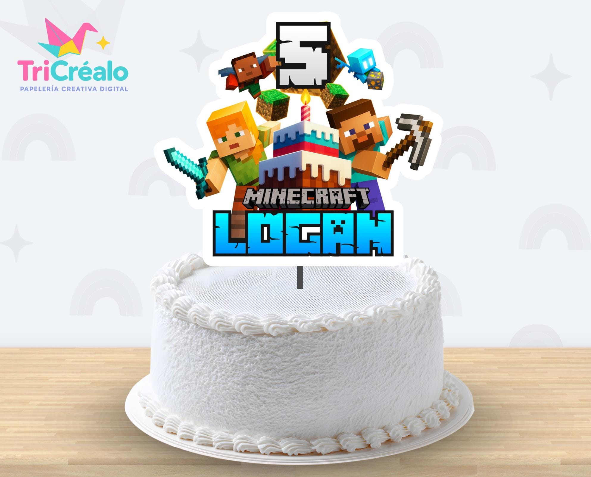 Minecraft Kit Decorazioni Compleanno - Striscione Happy Birthday E Topper Per Cupcake A Tema Videogioco, Personaggi E Icone Pixelate