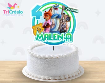 Zootopia cake topper, Zootopia cake decoration, editable Zootopia 2 cake topper, printable Zootopia 2 Canva topper