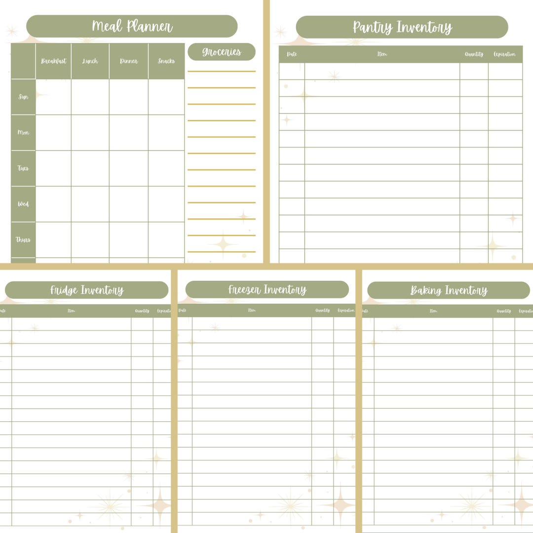 Weekly Meal Planner and Food Inventory Worksheets - Etsy