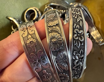 Pulseras de cuchara misteriosas de acero inoxidable hechas a mano - Joyería floral