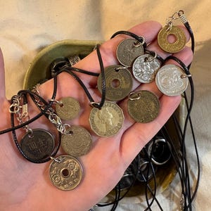 Handmade Mystery Foreign Coin Ring Necklaces Gold Solver Bronze Color