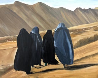 hannahcrockettart Digitaldruck (Frau zu Fuß, Afghanistan)