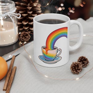 Regenbogen Kaffeebecher LGBTQ+ Pride Cup | Bunter LGBTQ Becher | Queer Geschenkidee | Niedliche Regenbogen Kaffeetasse | Pride Month Trinkgefäß