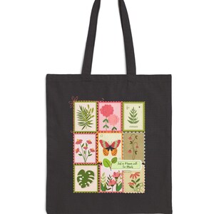 Vintage canvas draagtas met bloemen, shopper, cadeau voor moeders, draagtas bloemen, herbruikbare draagtas, bloemenprints, mamatas, cadeau voor HAAR, planten, eco