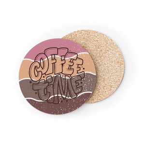 Coffee Time Coasters - Cute Drink Coaster Set for Home Decor, Gifts for Coffee Lovers, Kitchen Accessories, Housewarming Decor, Coffee, Aura