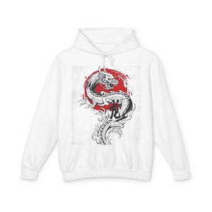 Japanese Dragon Unisex Lightweight Hooded Sweatshirt, Anime Hoodie, Streetwear, Graphic Sweatshirt, Gift for Anime Lovers