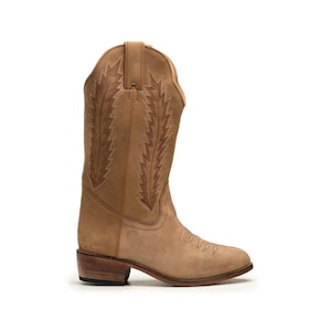 Handmade Tan Cowboy Boots for Men – Genuine Leather Western Riding Boots, Vintage Rodeo Boots, Country Style Pointed Toe Boots