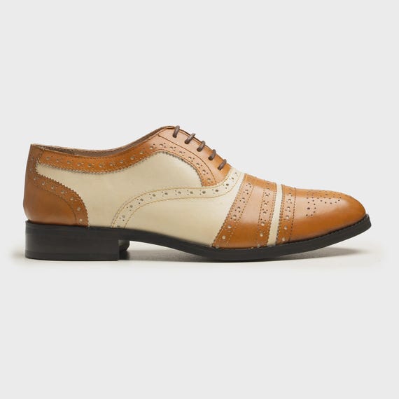 Handmade Two-tone Leather Spectator Shoes: Vintage Brogue  display picture 3