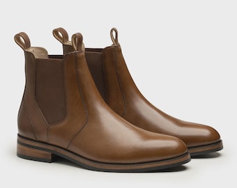 Handmade Luxury Brown Leather Chelsea Boots, Slip on Boots for Men, Dress  Boots - Etsy
