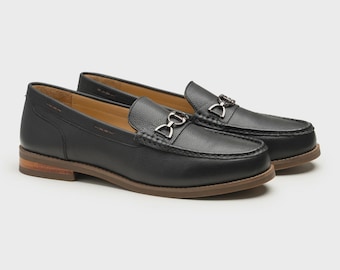 Handgefertigte schwarze Leder Horsebit Loafers: Luxus Herrenkleid Schuhe