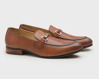Handmade Brown Leather Horsebit Loafers: Luxury Men's Dress Shoes