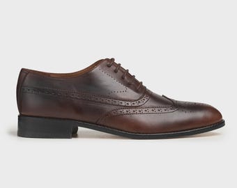 Herren Flügelspitze Oxford Braun | Handmade Lederkleid Schuhe | Brogue Formelle | Hochzeitsschuhe