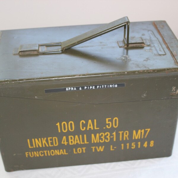 Vintage Ammunition Box, .50 Cal Ammo Box, Storage, Garage Storage, Military