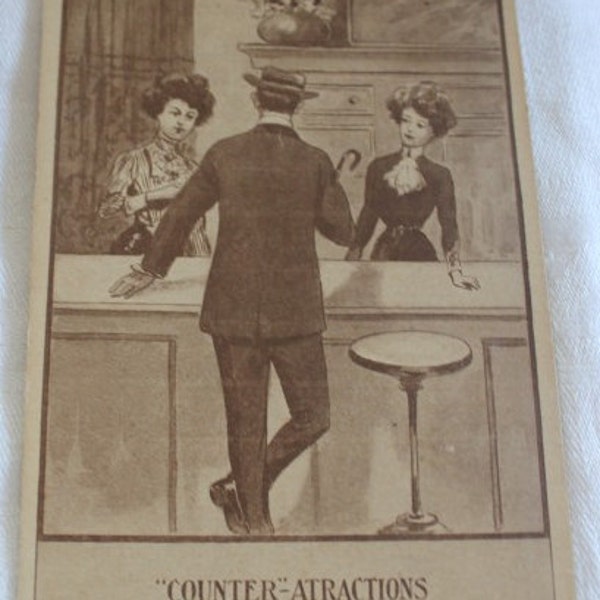 Antique Postcard, Yours for Business,  Suggestive, Dating, Postcard, Men and Women, Note Cards