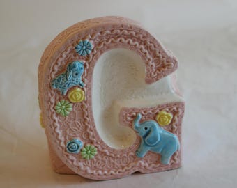 Vintage Ceramic Baby Girl Planter: Inarco Nursery Decor
