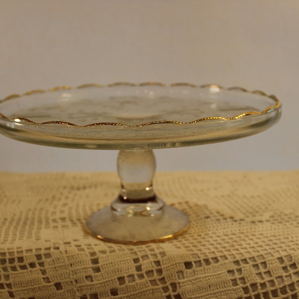 Cake Stand, Cakeplate, Cake Plate, Harp, Musical Instrument, Pressed Glass, Pedestal, Serving