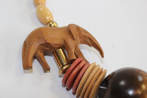 Necklace, Lion, Elephant, Safari, Wooden, Beads, … - image 2