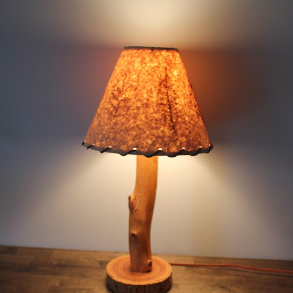 Lamp, Wooden, Log, Rustic, Log Lamp, Light, Cabin Decor, Shade