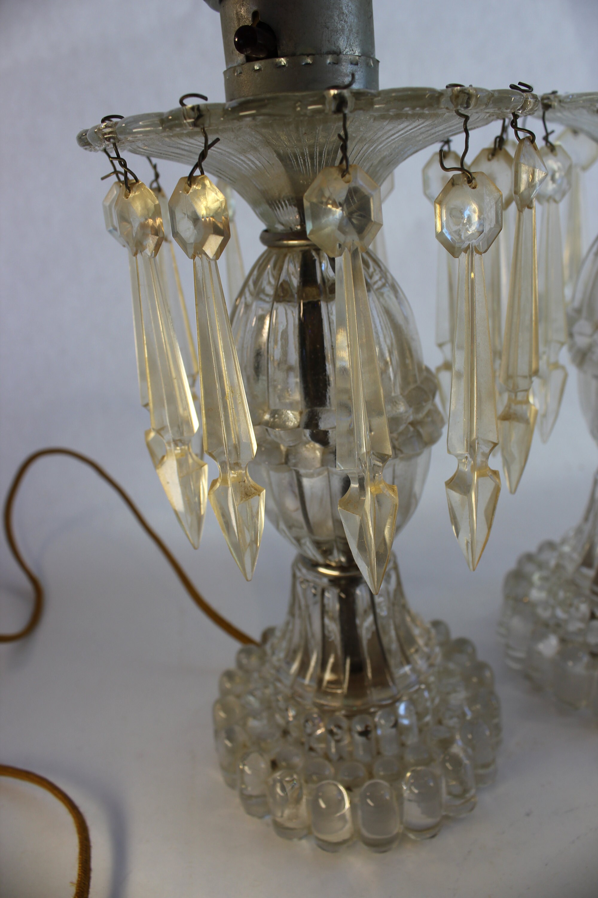 Boudoir Light Lamp Glass Frosted Shade Prism Vanity Etsy