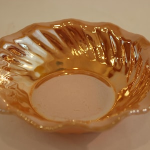Serving, Bowl, Bowls, Fire King, Peach, Lustre, Lusterware, Swirl, Candy, Salad
