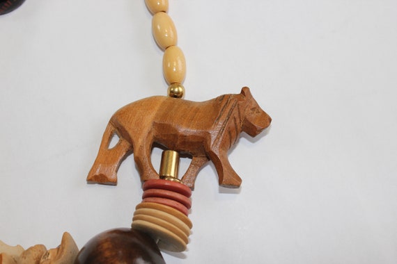 Necklace, Lion, Elephant, Safari, Wooden, Beads, … - image 4