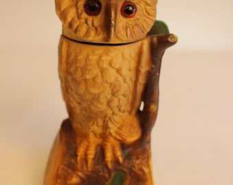 Vintage Cast Iron Mechanical Owl Bank, Book of Knowledge