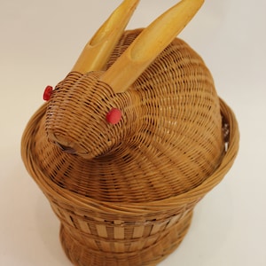 Rabbit, Bunny, Wicker, Basket, Bunny on Nest, Natural, Storage, Decor, FREE SHIPPING