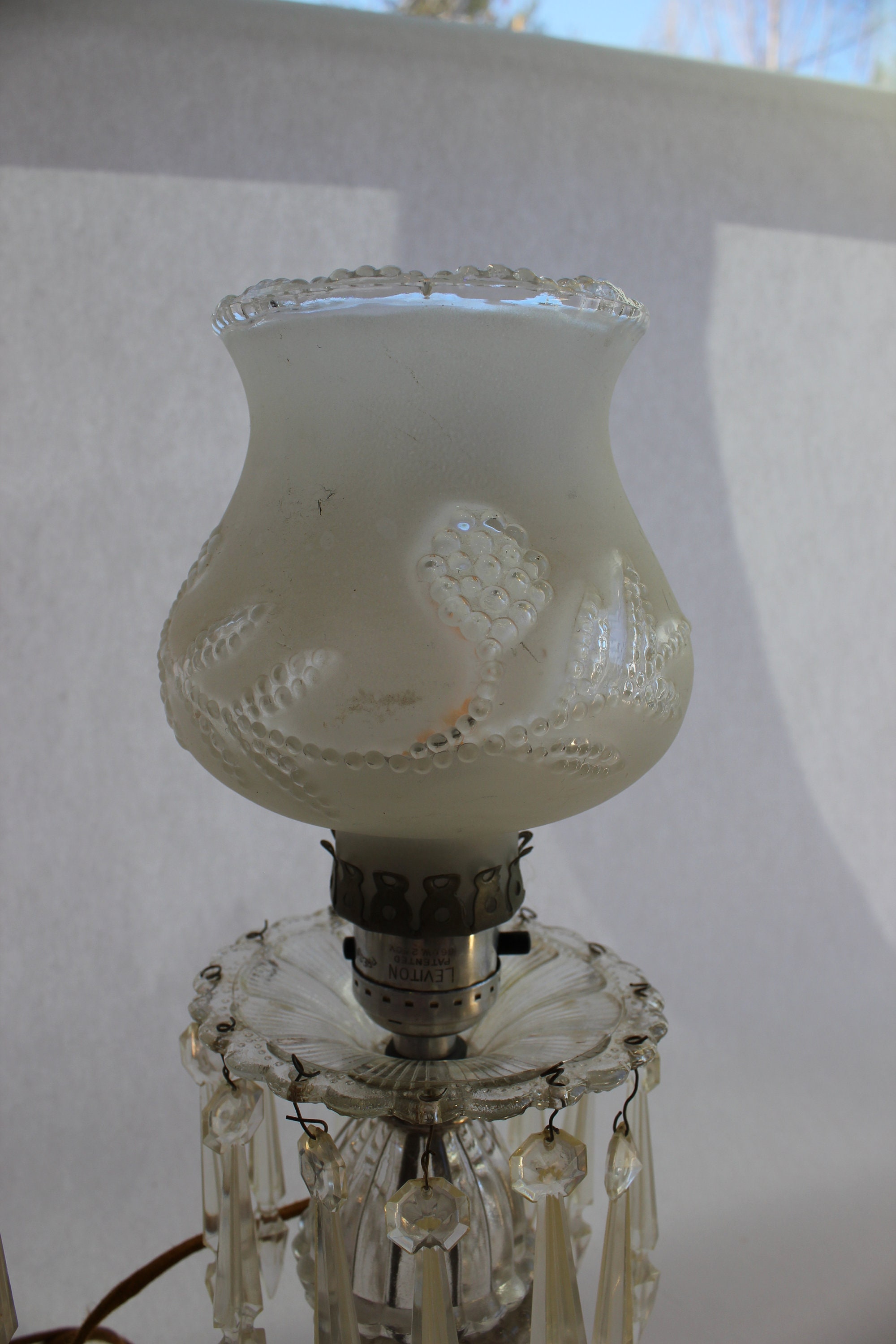 Boudoir Light Lamp Glass Frosted Shade Prism Vanity Etsy