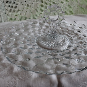 Vintage Fostoria American Clear Glass Relish Tray with Handle