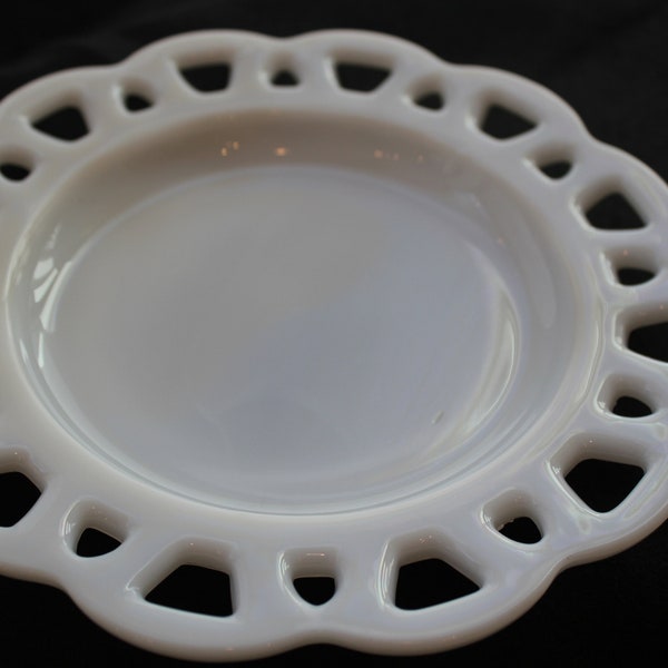 Hazel-Atlas, Milk Glass, Plate, Candle Charger, Salad, Serving, Dessert, Lace, Candle, FREE SHIPPING