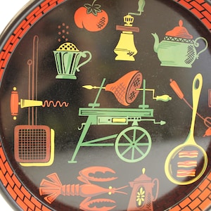 Taca, Mid-Century, Cookout, Homar, Kawa, Szynka, Grillowanie, Serwowanie, Czarny, Cegła, DARMOWA WYSYŁKA
