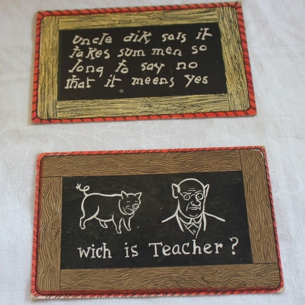 Post Card, Postcard, Teacher, School, Funny, Chalkboard, Retro, Antique, 1907, FREE SHIPPING