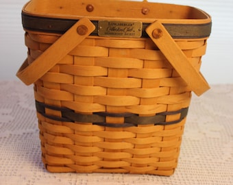 Longaberger Tall Key Basket, 1998 Collectors Club, Two Swinging Handles