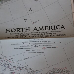 Nordamerika, Landkarte, USA, 1952, National Geographic, Vision Board, Projekt, geeignet für die Rahmung