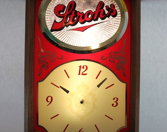 Stroh's, Clock, Beer, Sign, Lighted, Lighted Beer Sign, Stroh's Beer, Collectible