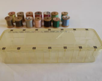 Vintage JP Coats Thread Spools with Tidee Maid Storage Box