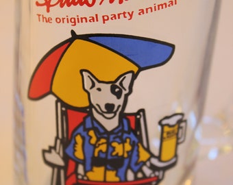 Spuds Mackenzie, Beer Mug, Budweiser, Dog, Collectible, 1987, Party Animal, Bud Light, Glass, FREE SHIPPING