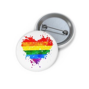 Rainbow Heart Pin Button: LGBTQ Pride Accessory