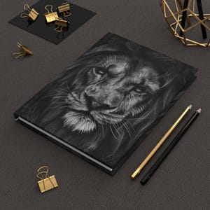 Matte Hardcover Journal - Lion Design, Sketchbook Notebook, Wildlife Diary, Animal Print Planner, Nature Journal Gift