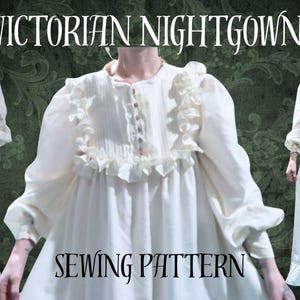 Victorian Nightgown Sewing Pattern: Ruffled Edwardian Sleepwear (Digital Pattern