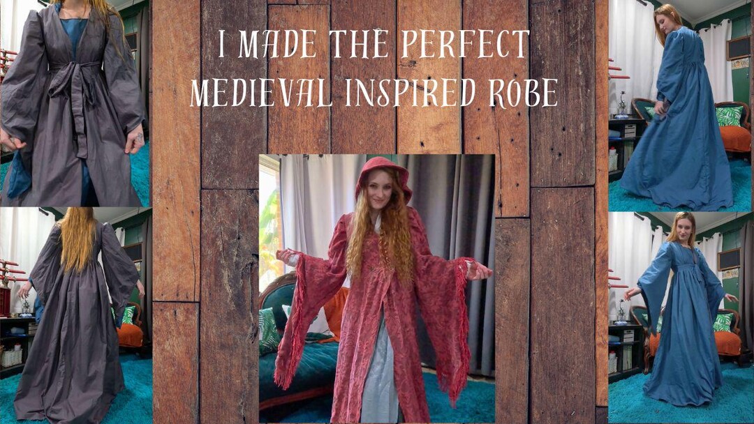 Castle Pattern Edge Robe Medieval Inspired Robe Sewing Pattern Reversable Robe Fantasy Cloak Tea ...