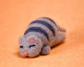 Needle Felted Sleeping Kitty