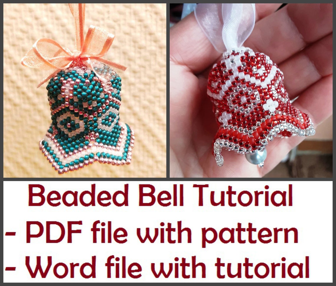 Beaded Bell Tutorial Pdf Pattern Tubular Peyote Christmas Etsy