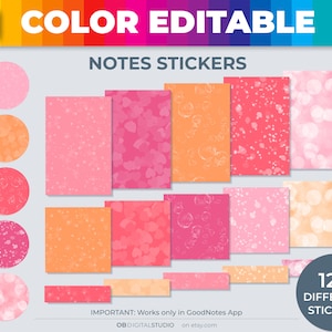 Color changing stickers, NOTE stickers, Sticky notes, Digital notes,  GoodNotes stickers, GoodNotes elements, Color editable stickers