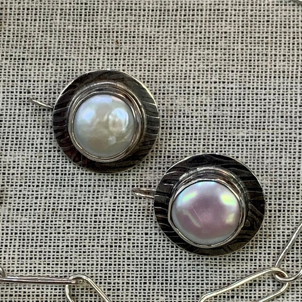 Pearl Earrings//White/Coin Pearl Drop Earrings / Sterling Silver Earrings / Pearl Jewelry / Coin Pearls / Handcrafted / OOAK / Olga Ganoudis